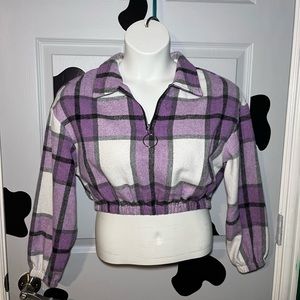 Cropped plaid sweater